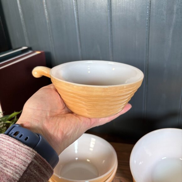 Vintage Anchor Hocking Fire King Peach Lustre Soup Bowls Set of 6 Oven Ware - Picture 5 of 16